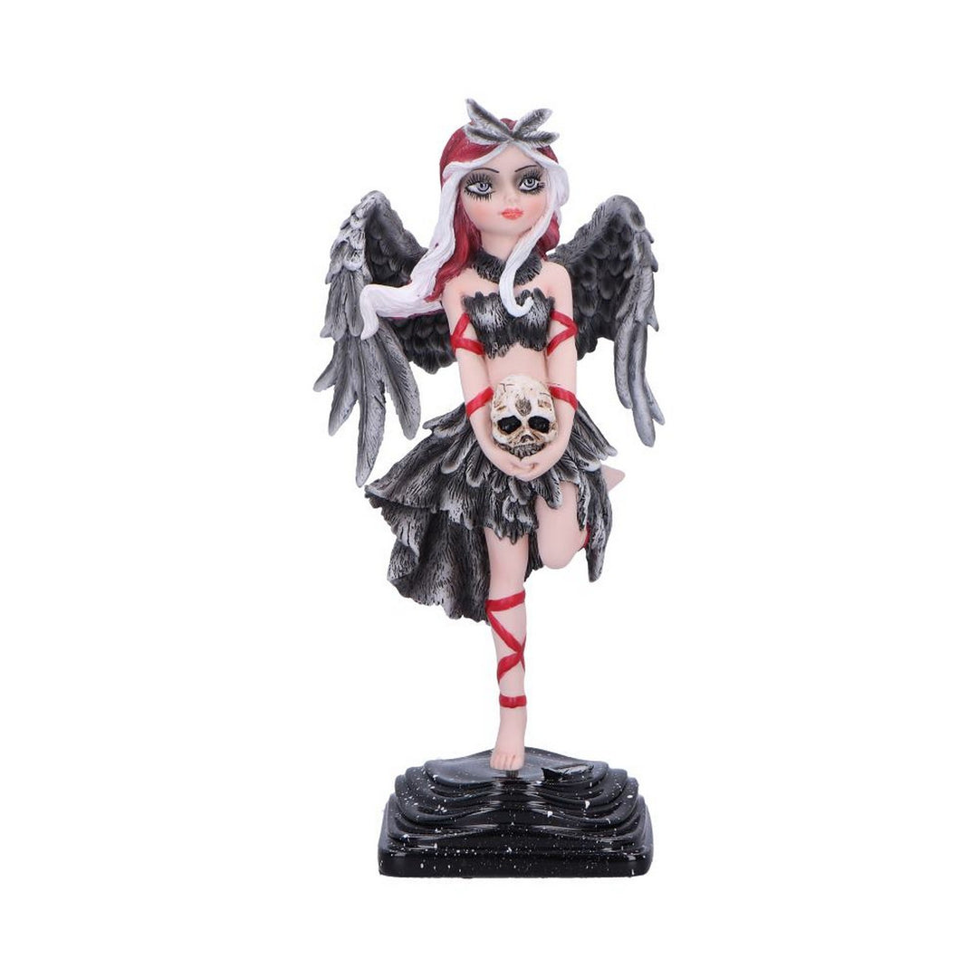 Shadow Fae Fairy Figurine with Feathered Skirt and Skull Accessory D6992A25