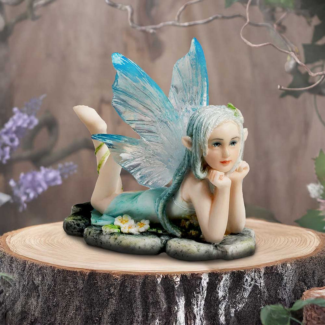 Amelia - Nature fairy figurine with clear blue wings D6995A25