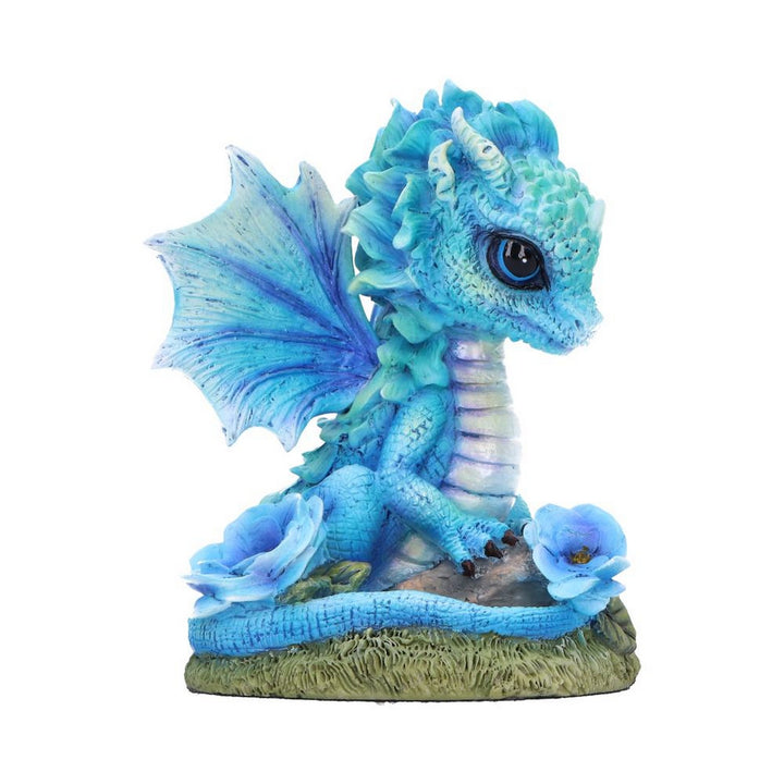 Blue Poppy Flower Dragon Figurine D7061M25