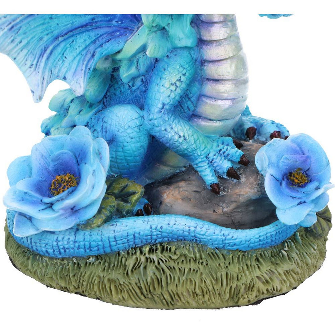 Blue Poppy Flower Dragon Figurine D7061M25