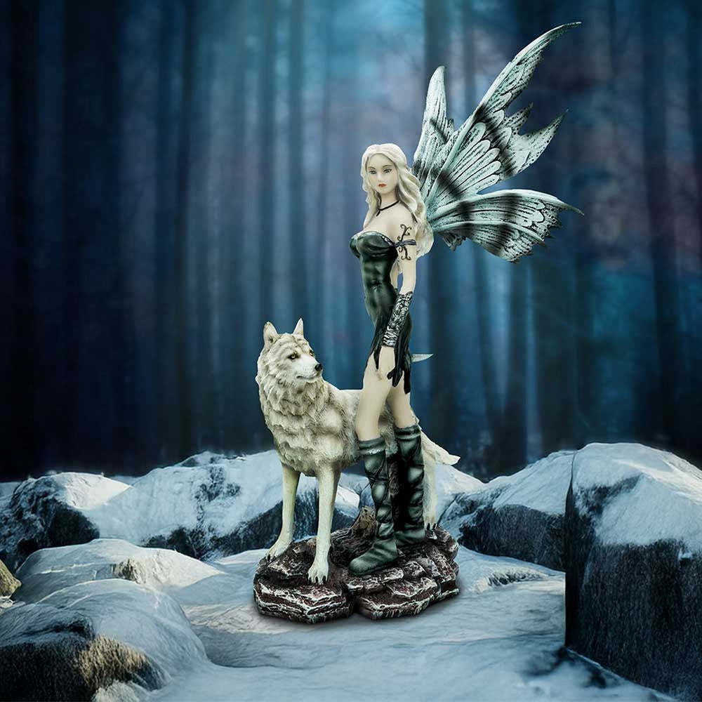 Esarosa  Gothic Fairy with Wolf Companion Figurine D7167B25