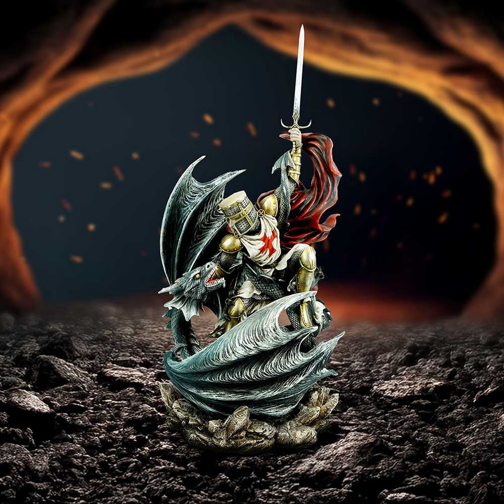 Legends Fall  Templar Knight vs Dragon Resin Figurine D7171B25