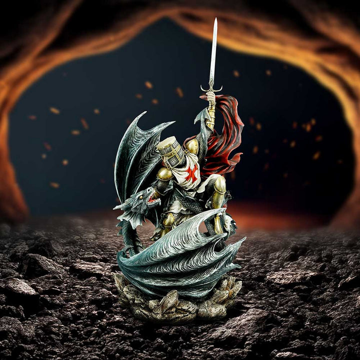 Legends Fall  Templar Knight vs Dragon Resin Figurine D7171B25
