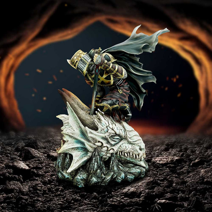 The Price of Valour  Heroic Knight Over Slain Dragon Figurine D7172B25