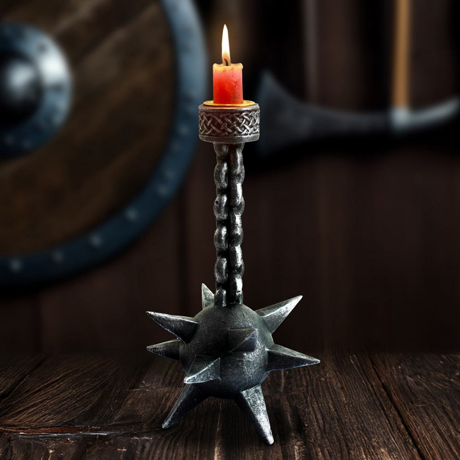 Meteor Hammer Medieval Gothic Candle Holder D7304C25