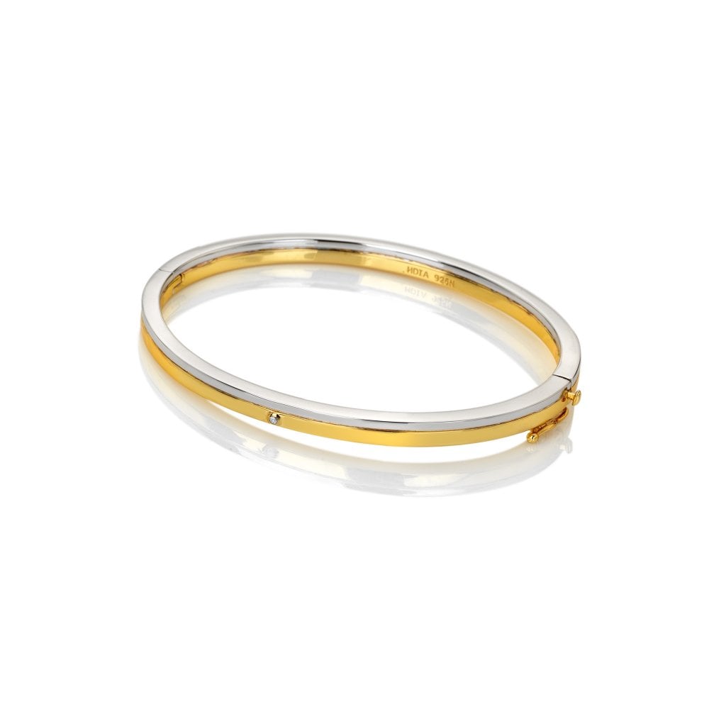 Sterling Silver Parellel Two Tone Bangle DC226