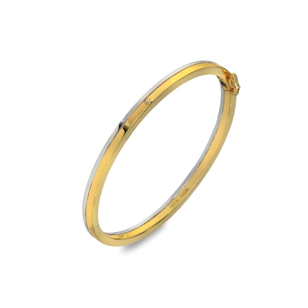 Sterling Silver Parellel Two Tone Bangle DC226