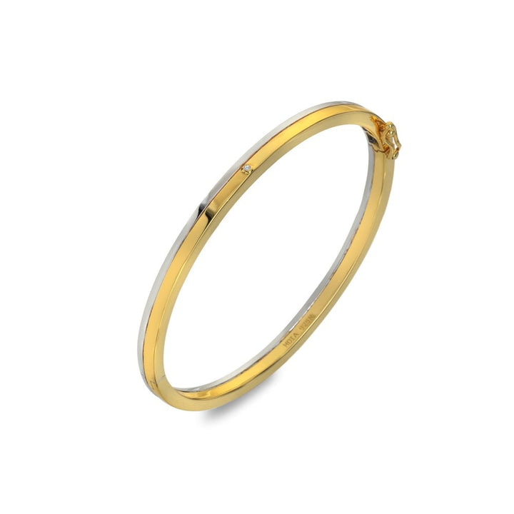 Sterling Silver Parellel Two Tone Bangle DC226