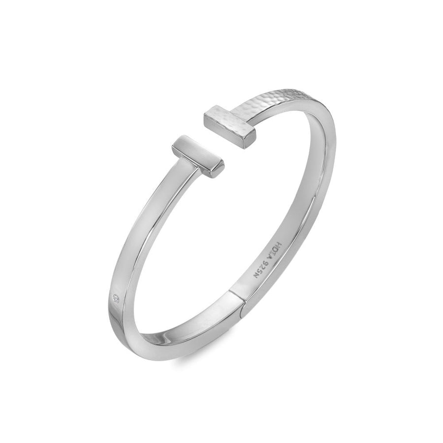Sterling Silver Hammered T-Bar Bangle DC227