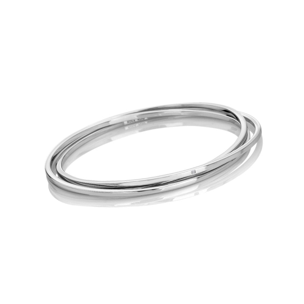 Sterling Silver Teardrop Two Tone Bangle DC228