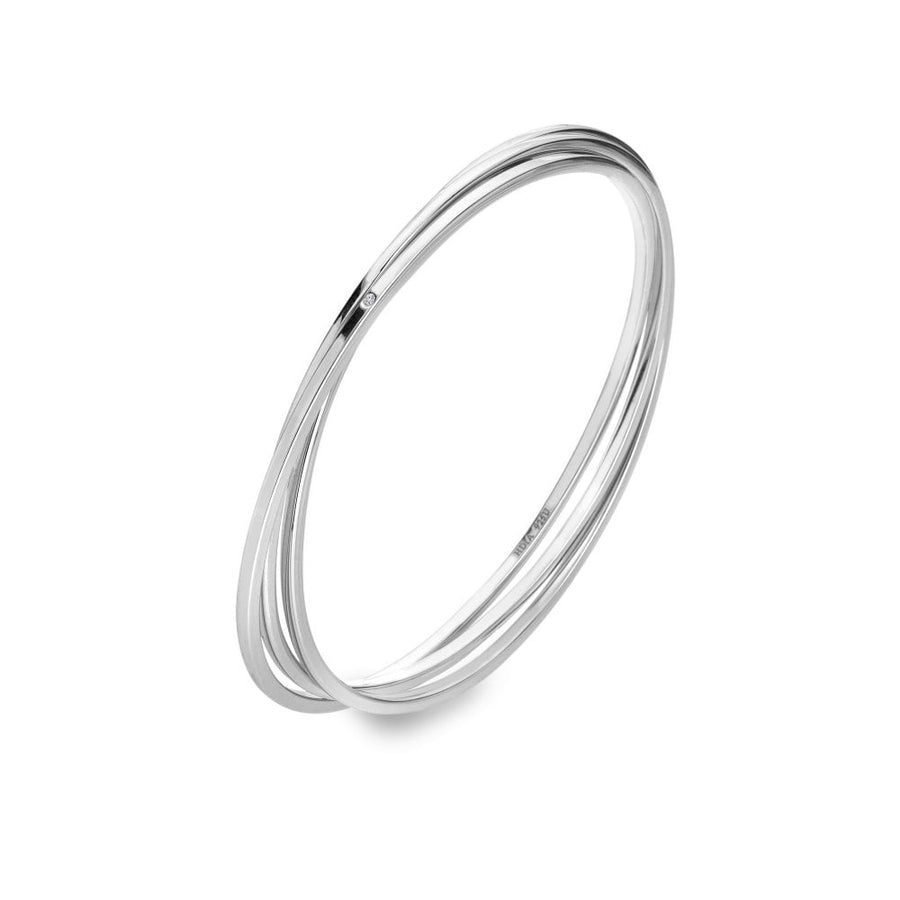 Sterling Silver Teardrop Two Tone Bangle DC228