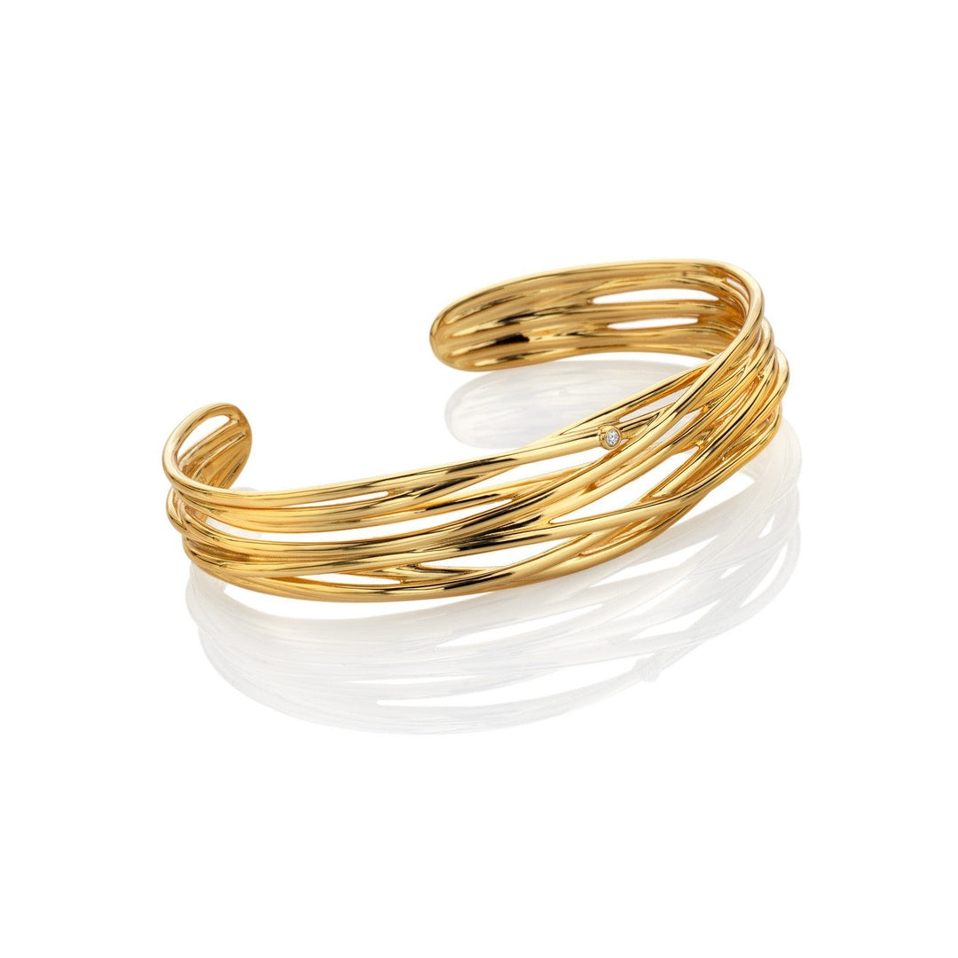 HD x Gold Plateden Edit Sterling Silver 18ct Gold Plated String Bangle DC238
