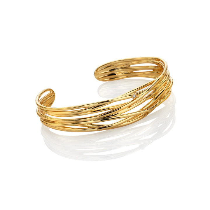 HD x Gold Plateden Edit Sterling Silver 18ct Gold Plated String Bangle DC238