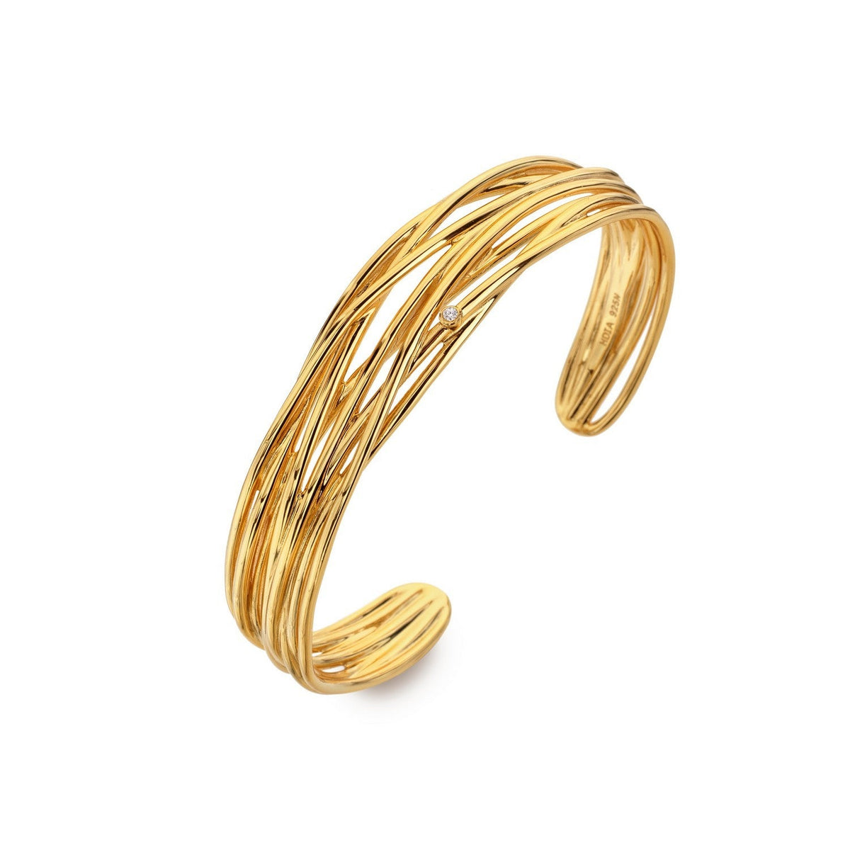 HD x Gold Plateden Edit Sterling Silver 18ct Gold Plated String Bangle DC238