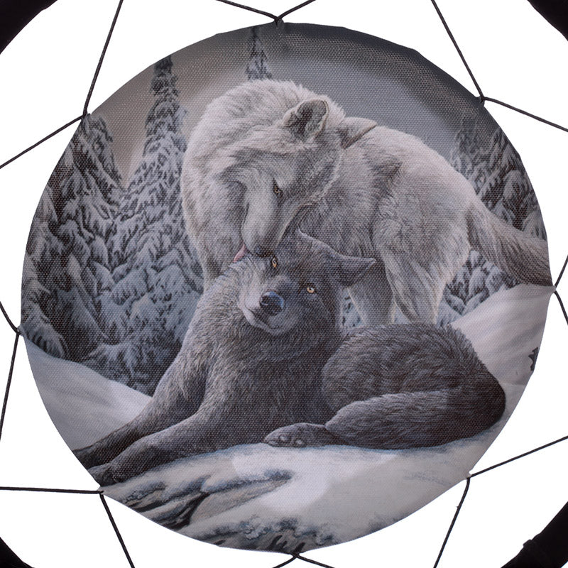 Lisa Parker Snow Kisses Wolf Dreamcatcher 33cm DCPB02B