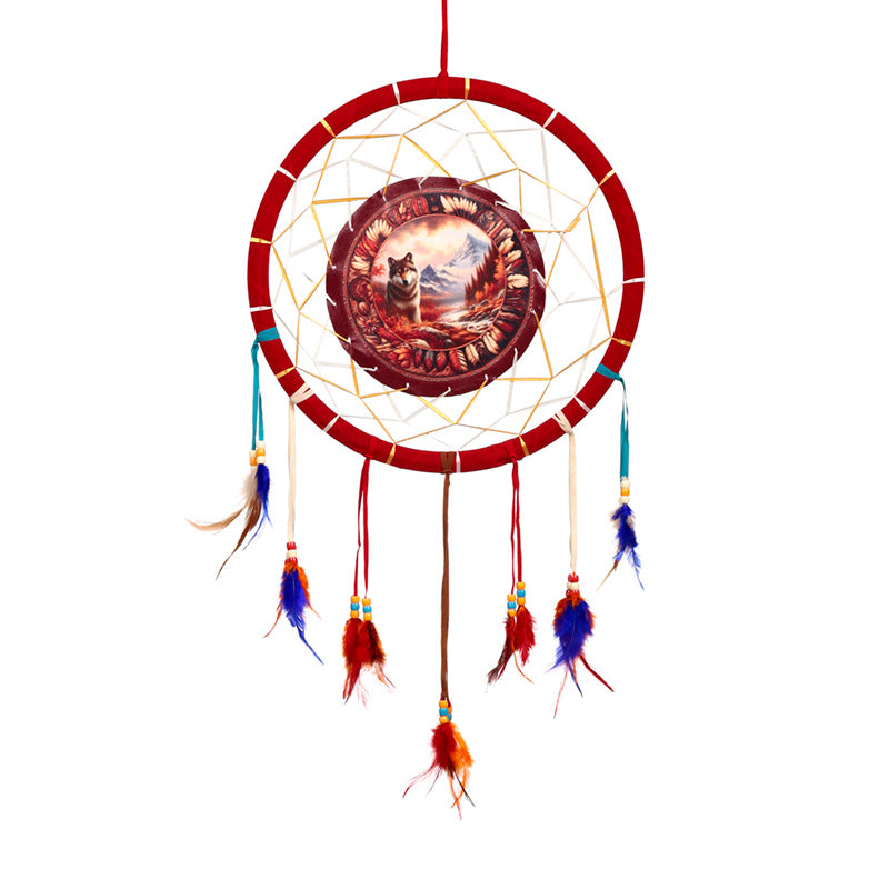 Autumnal Wolf Dreamcatcher 33cm DCPB02T