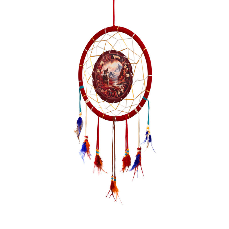 Autumnal Wolf Dreamcatcher 33cm DCPB02T