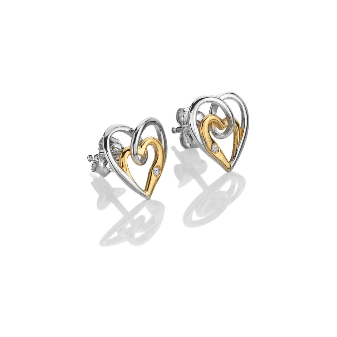 Silver & 18ct Interwoven Heart Earrings DE847