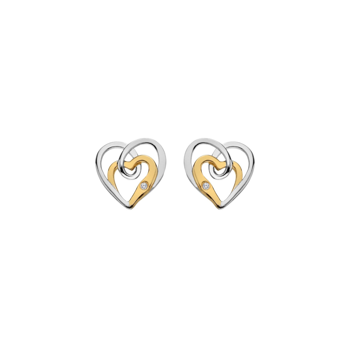 Silver &amp; 18ct Interwoven Heart Earrings DE847