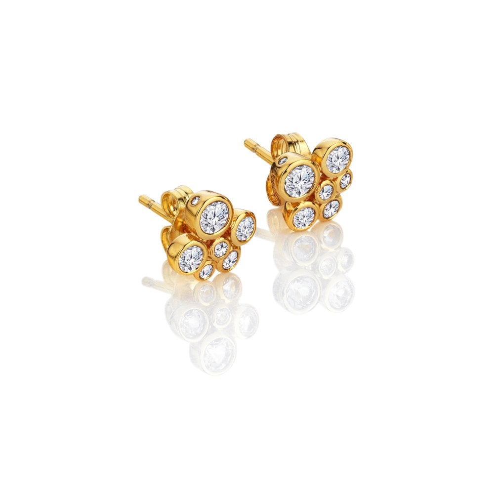 Gold earrings with clear gemstones 