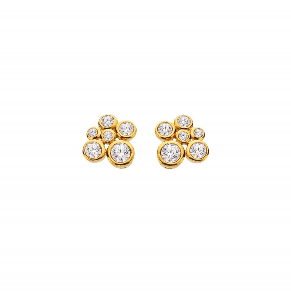 Gold earrings with clear gemstones 