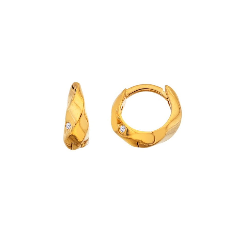18ct Gold Plated HD X GE Ridge Huggie Earrings DE852