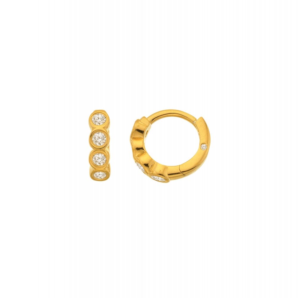Gold hoop earrings with embedded stones 