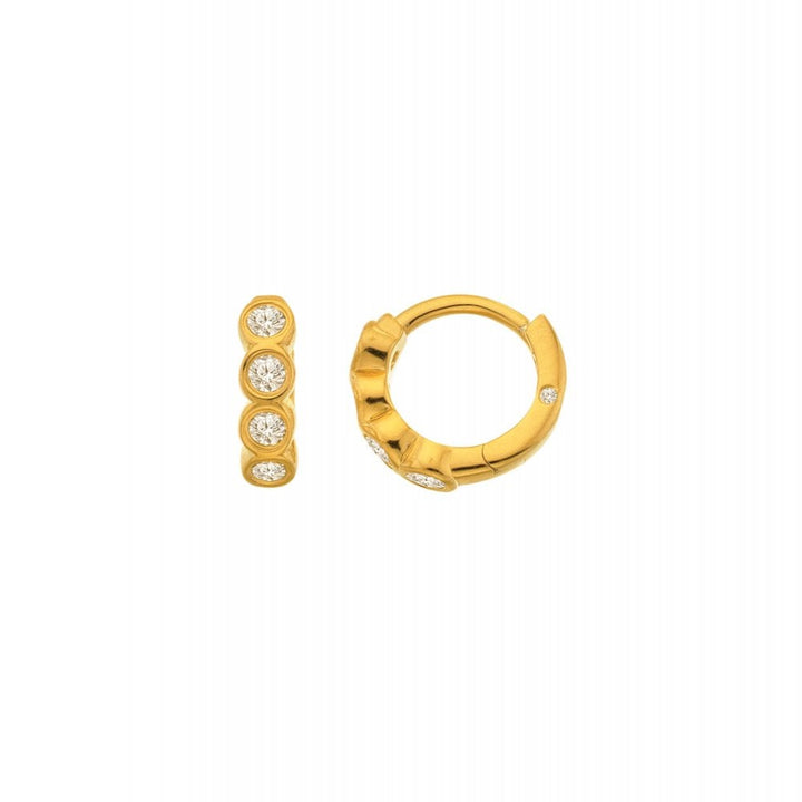 Gold hoop earrings with embedded stones 