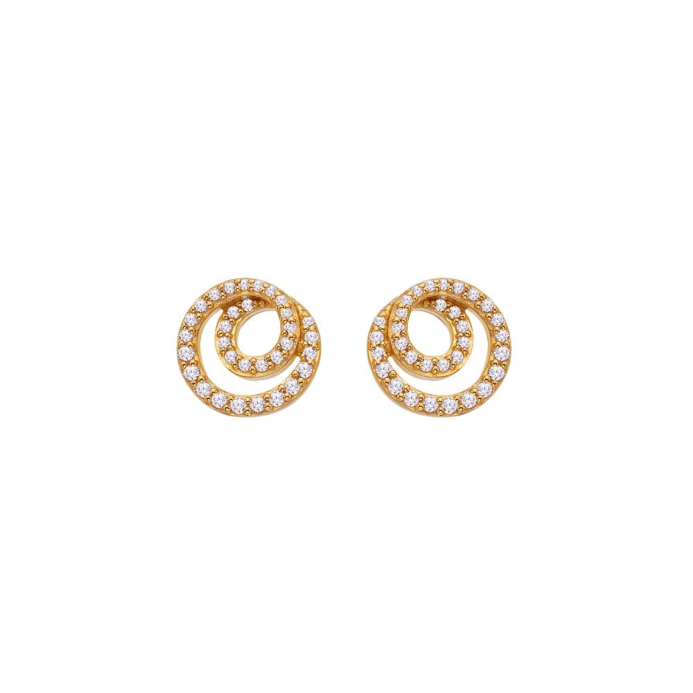 Gold spiral earrings with clear stones 