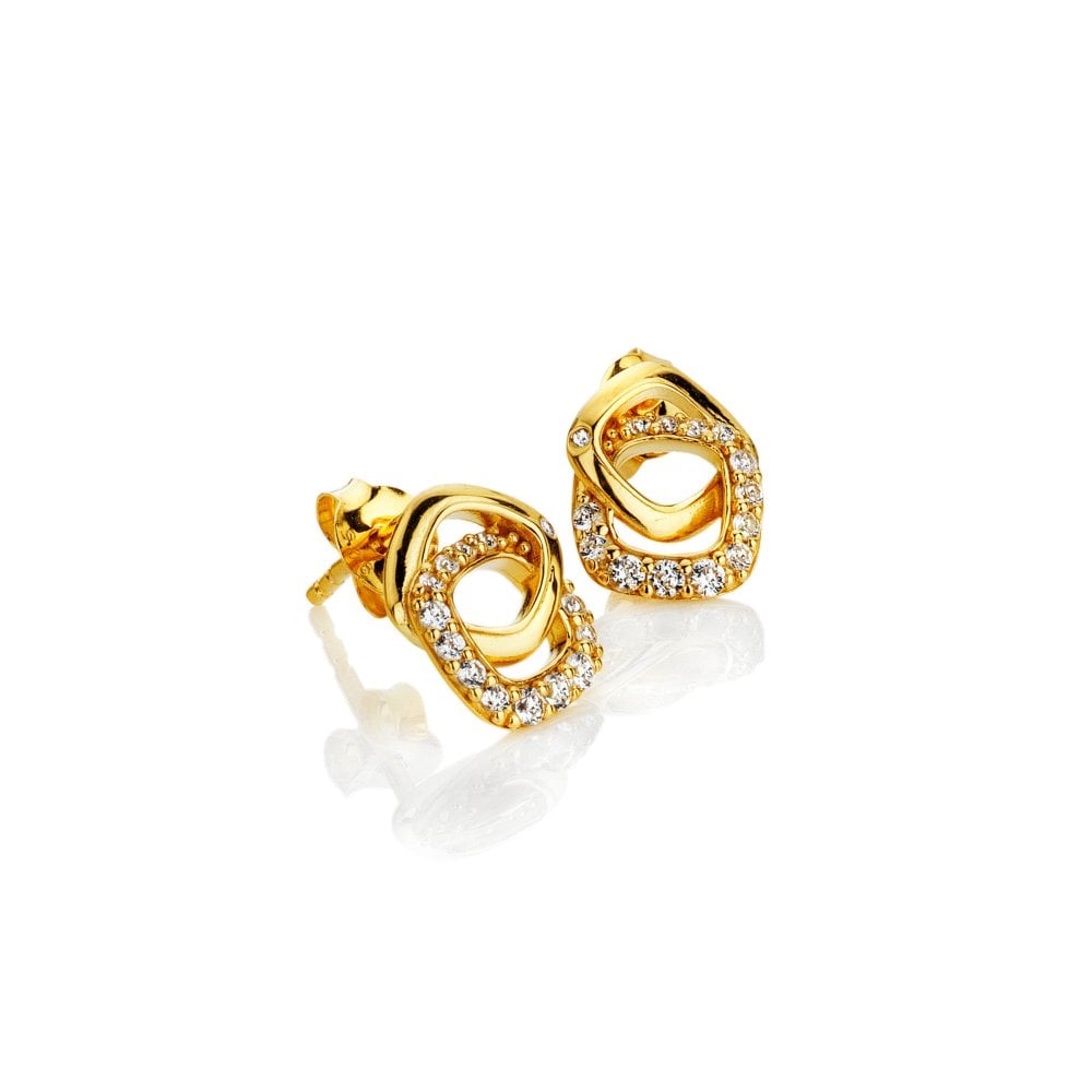 Gold earrings with diamond accents 