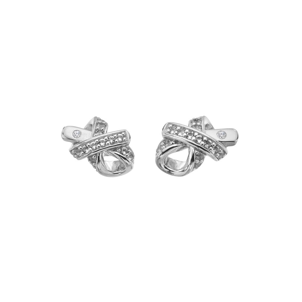 Pair of silver earrings with cross design 