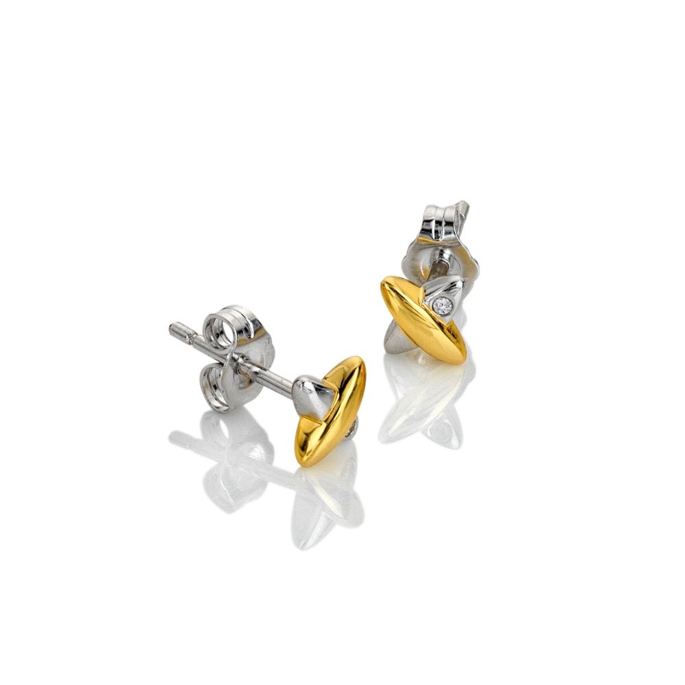Sterling Silver Coupled Two Tone Earrings DE859