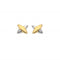 Pair of gold and silver earrings with small diamonds 
