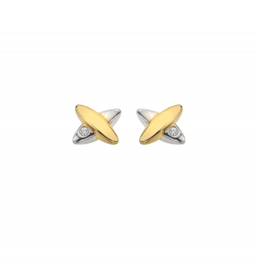 Sterling Silver Coupled Two Tone Earrings DE859
