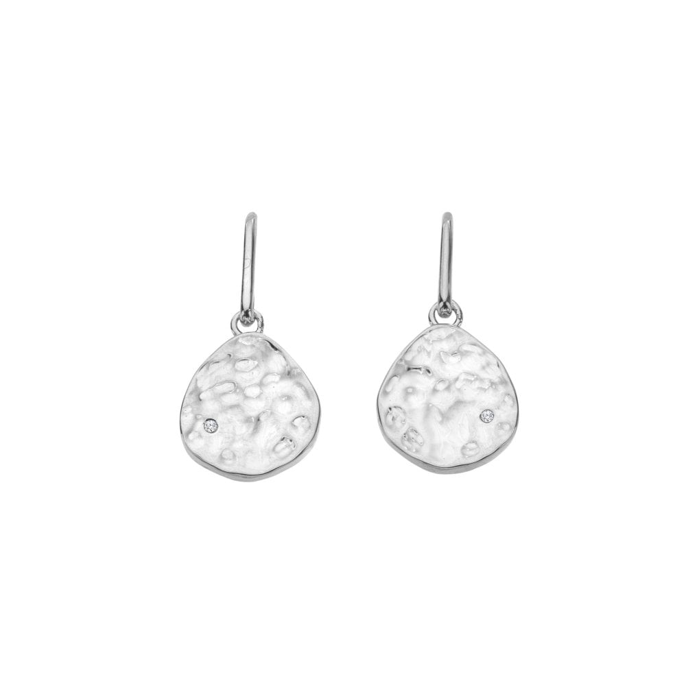 Silver teardrop earrings with textured finish 