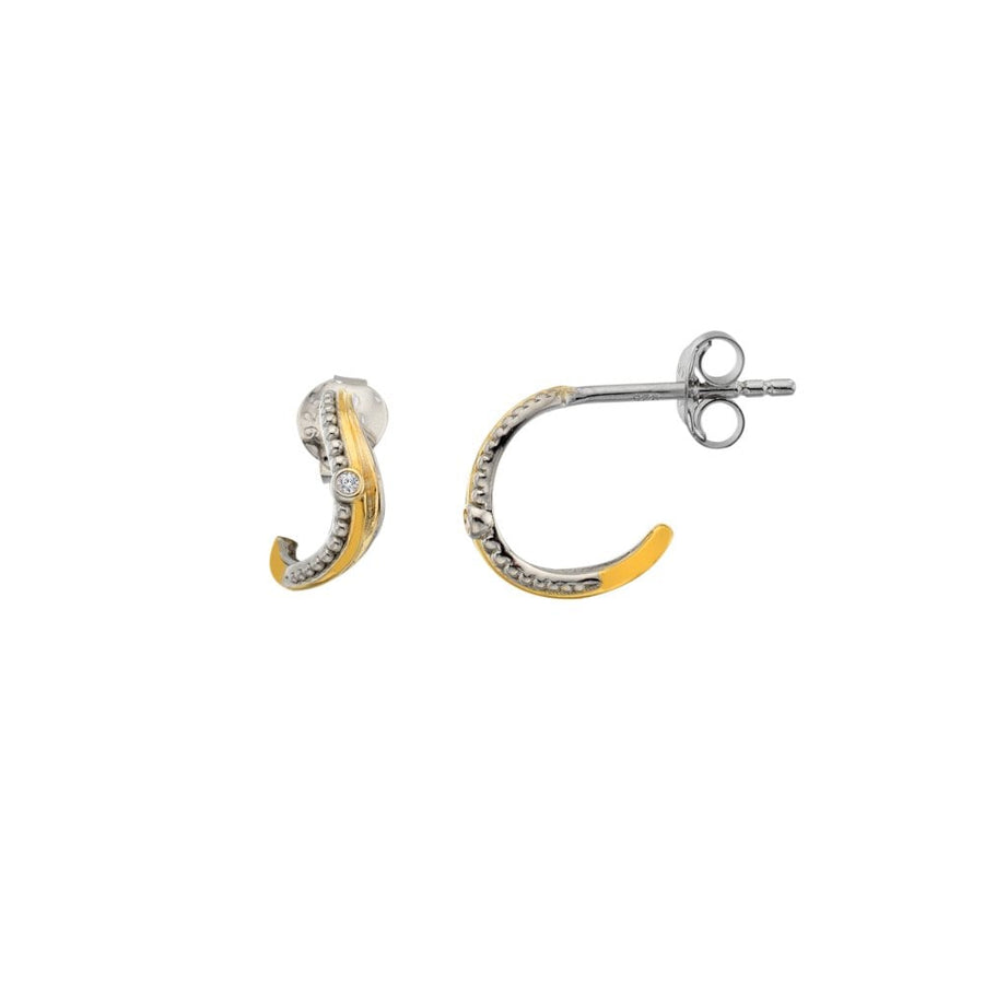 Sterling Silver Teardrop Two Tone Earrings DE868