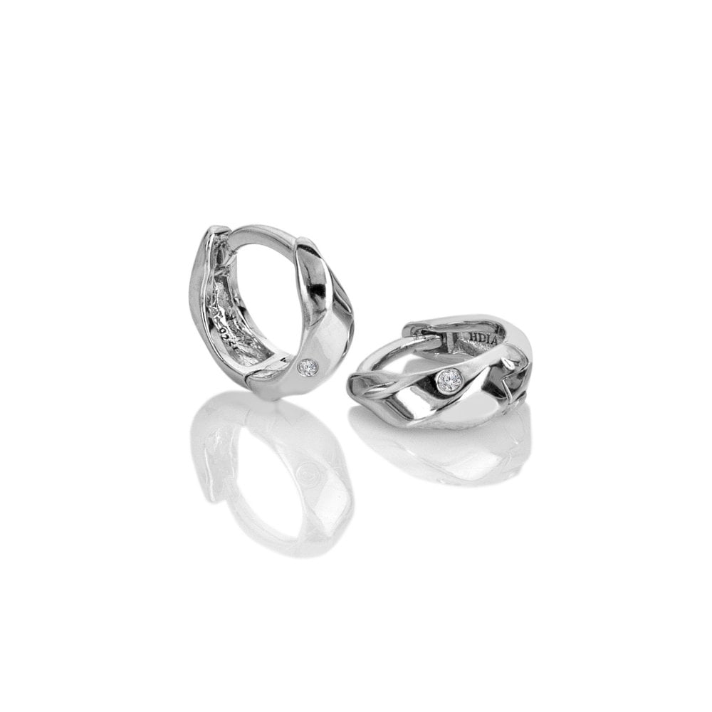 Sterling Silver Ridge Huggie Earrings DE869