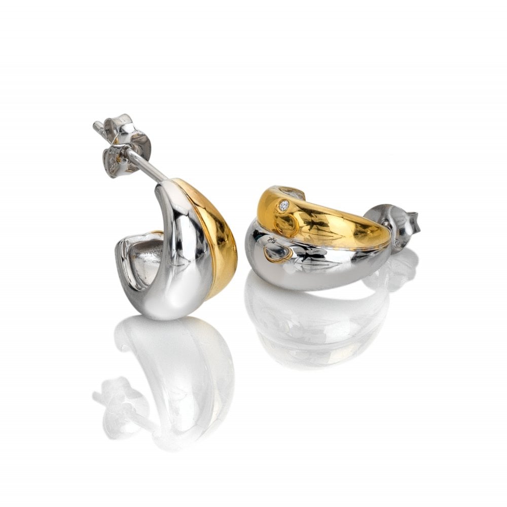 Sterling Silver Droplet Two Tone Earrings DE872