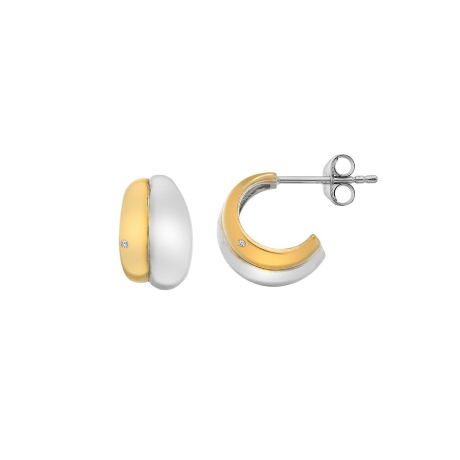 Sterling Silver Droplet Two Tone Earrings DE872
