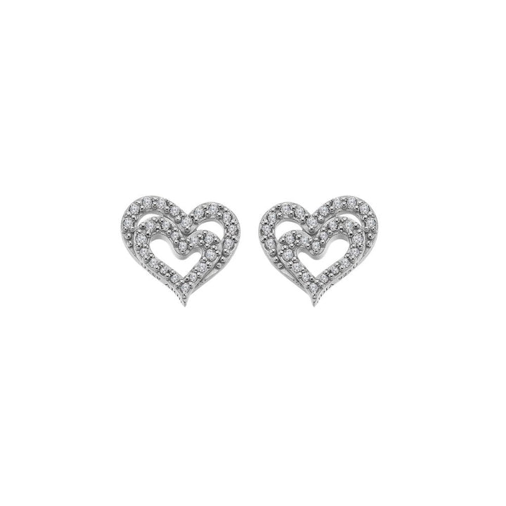 Heart-shaped earrings with small diamonds 