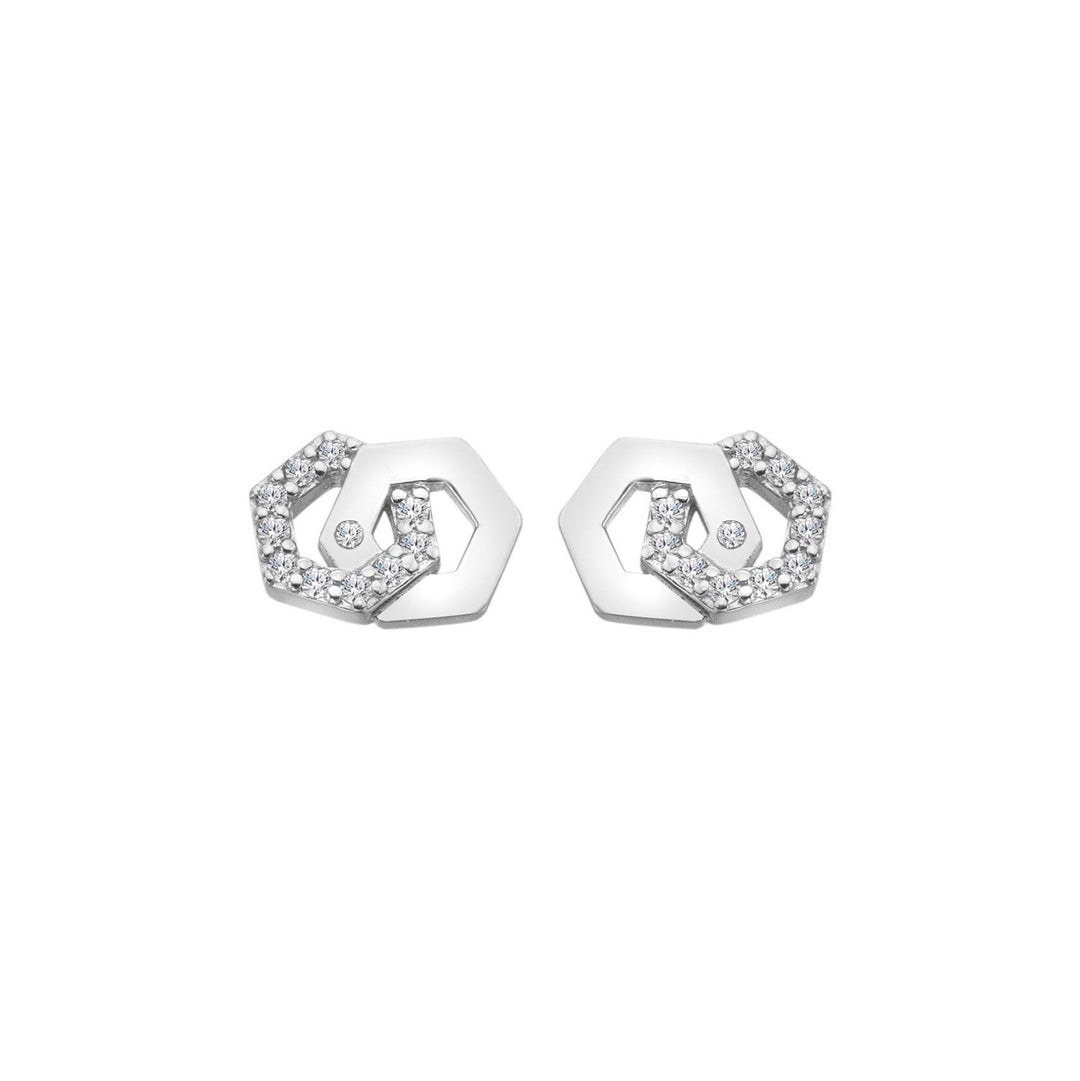 Hot Diamonds Sterling Silver White Topaz Hexagon Earrings DE876