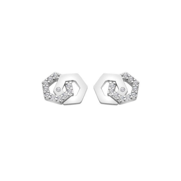 Hot Diamonds Sterling Silver White Topaz Hexagon Earrings DE876