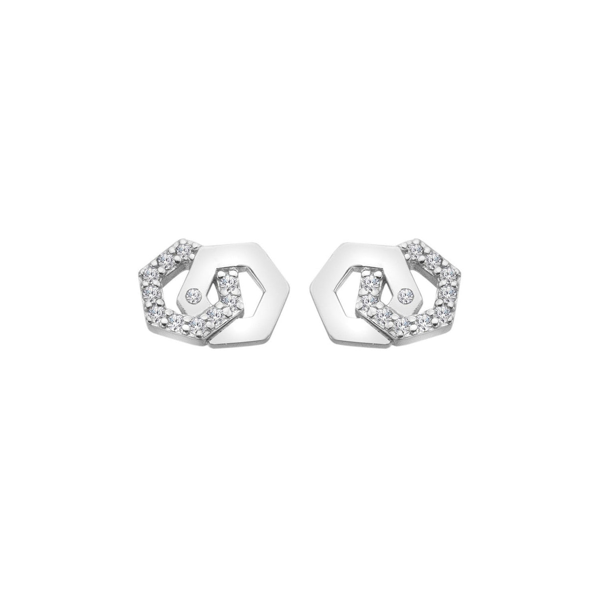 Hot Diamonds Sterling Silver White Topaz Hexagon Earrings DE876
