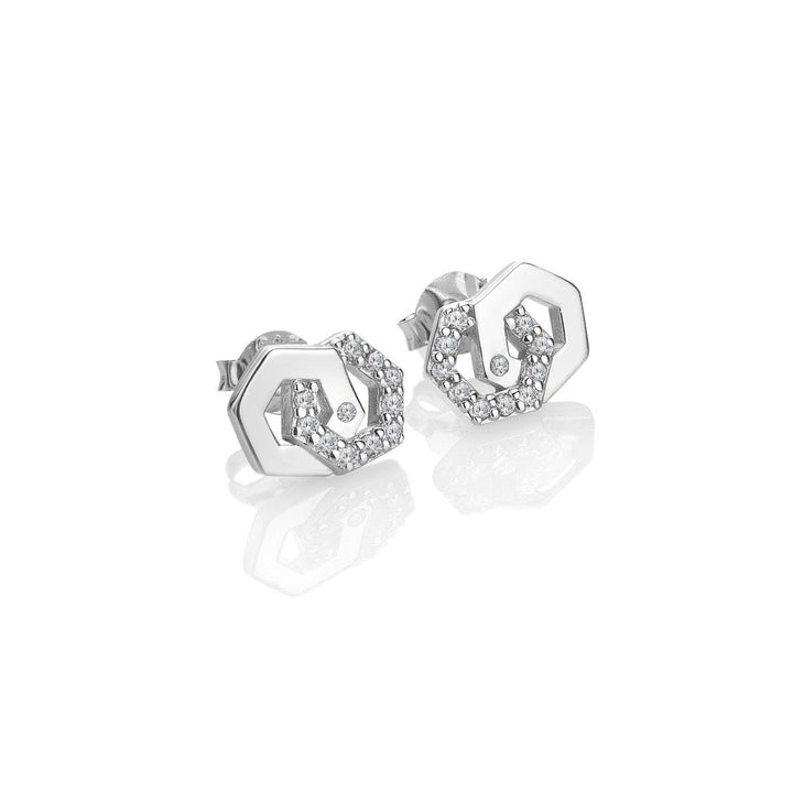 Hot Diamonds Sterling Silver White Topaz Hexagon Earrings DE876