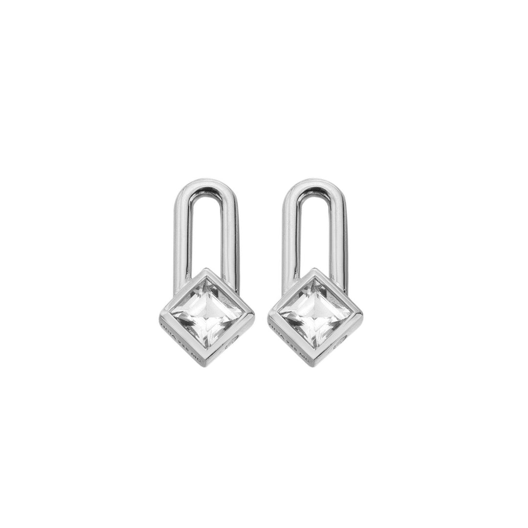 Hot Diamonds Sterling Silver White Topaz Solitaite Earrings - Square DE878