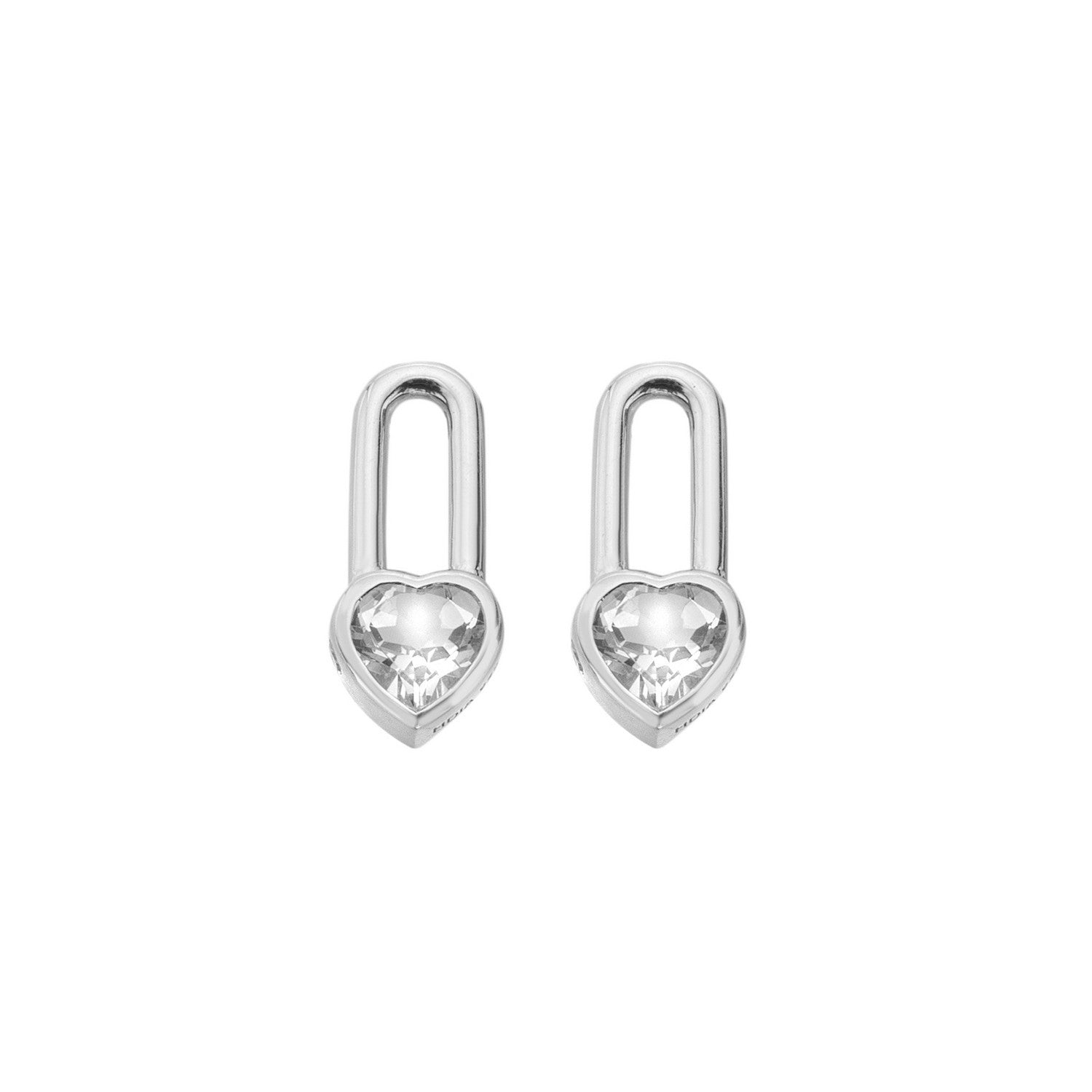 Hot Diamonds Sterling Silver White Topaz Solitaite Earrings - Heart DE879