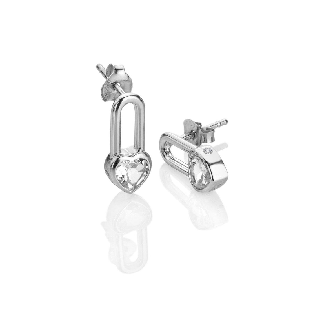 Hot Diamonds Sterling Silver White Topaz Solitaite Earrings - Heart DE879