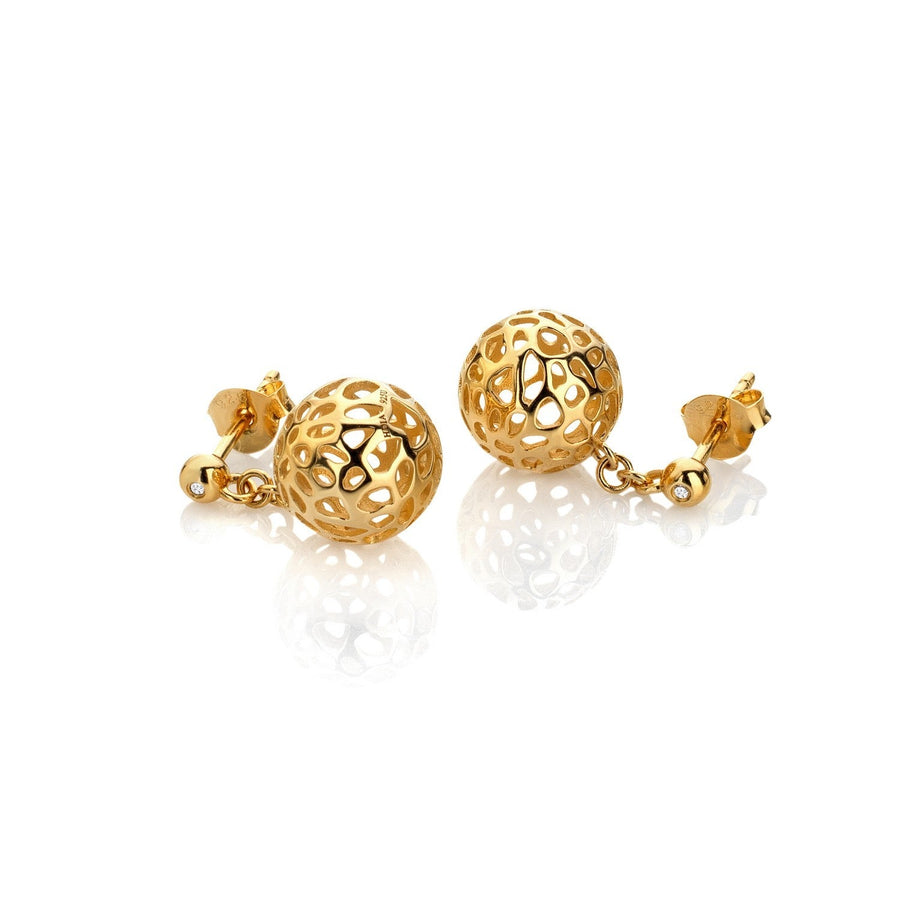 HD x Gold Plateden Edit Sterling Silver 18ct Gold Plated Orb Earrings DE884