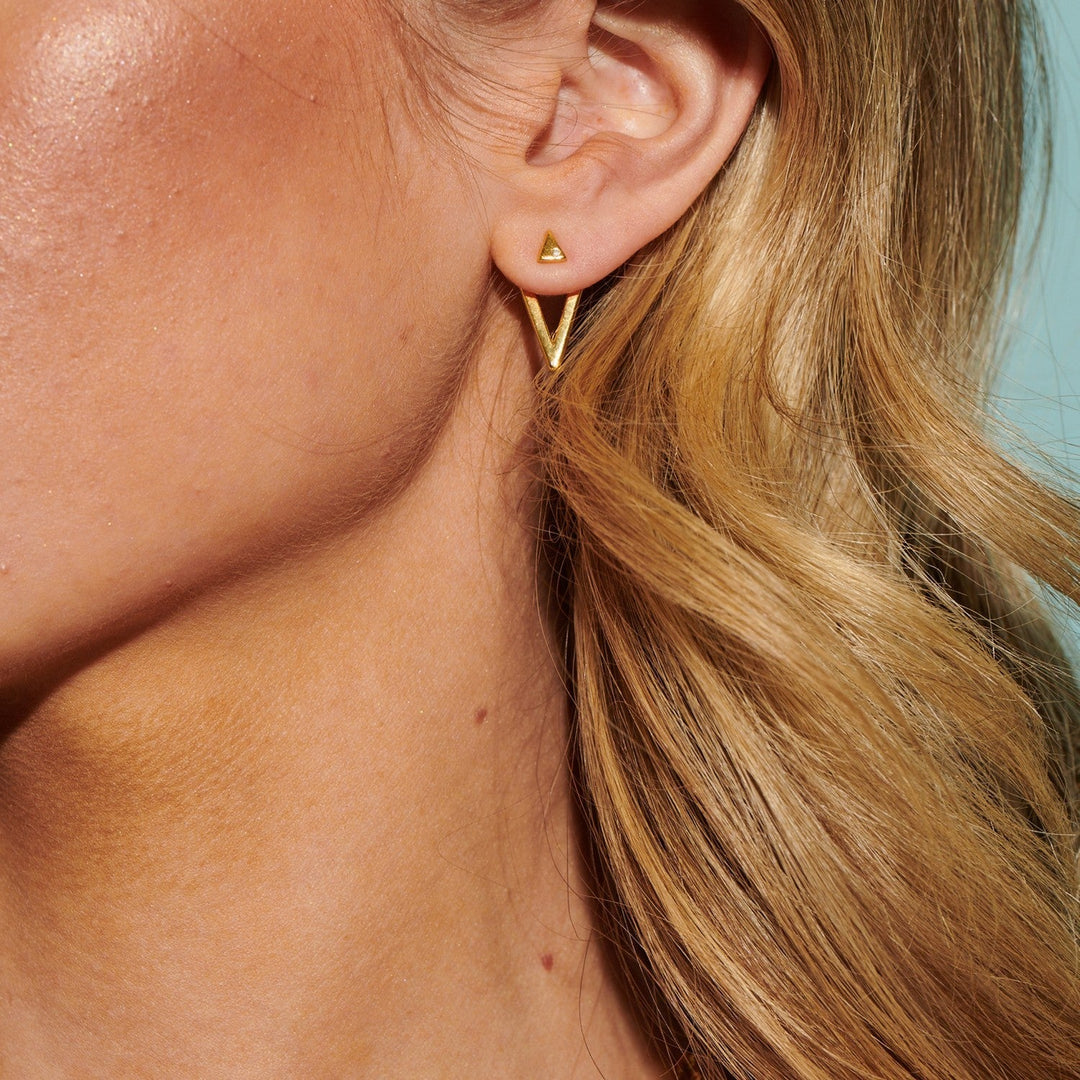 HD x Gold Plateden Edit Sterling Silver 18ct Gold Plated Triangle Paired Earrings DE888