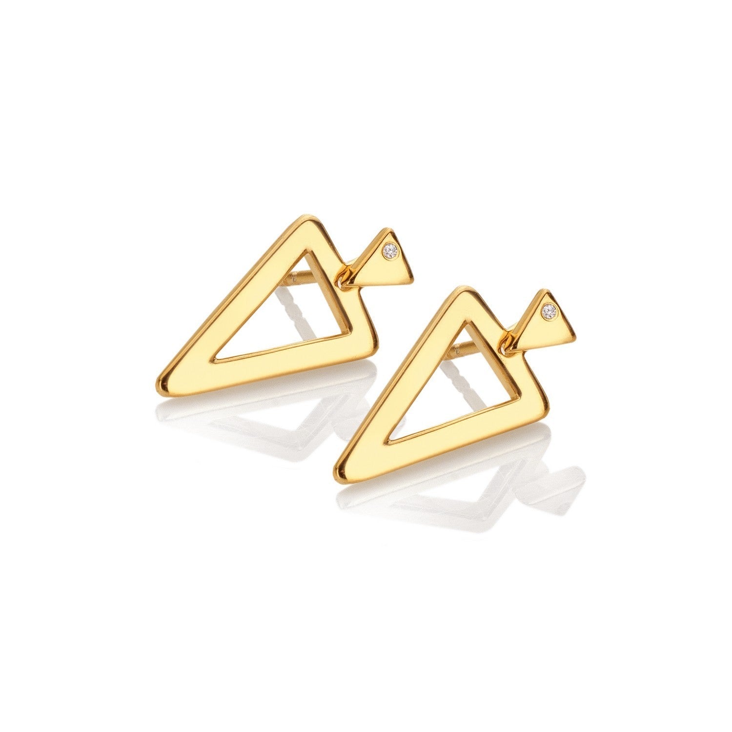 HD x Gold Plateden Edit Sterling Silver 18ct Gold Plated Triangle Paired Earrings DE888